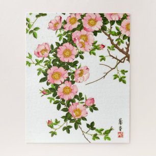 Puzzle Vintage fleurs de cerises japonaises, rose et or