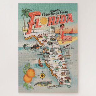Puzzle Vintage Florida Map of Hors-la-loi