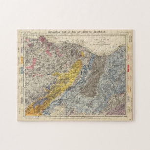 Puzzle Vintage Geological Map of Edinburgh Scotland 1883