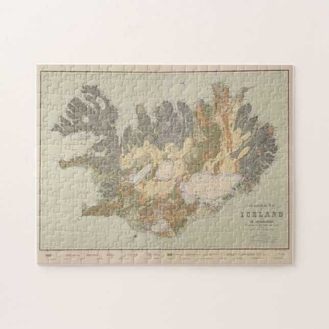 Puzzle Vintage Geological Map of Iceland (1901) (Horizontal)