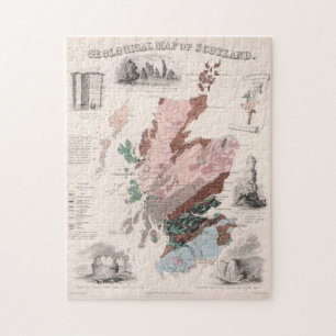Puzzle Vintage Geological Map of Scotland (1850)