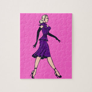 Puzzle Vintage Glamor Girl, Retro Blond Secrétaire