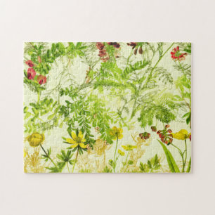 Puzzle Vintage Green Woodland Feuille  botanique Fleur sa