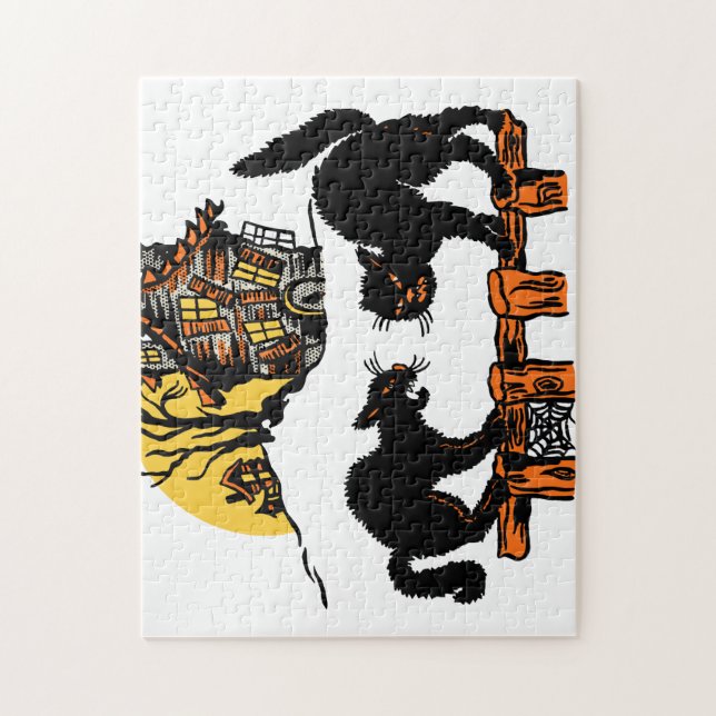 Puzzle Vintage Halloween Black Cats Trou ou Treat (Vertical)
