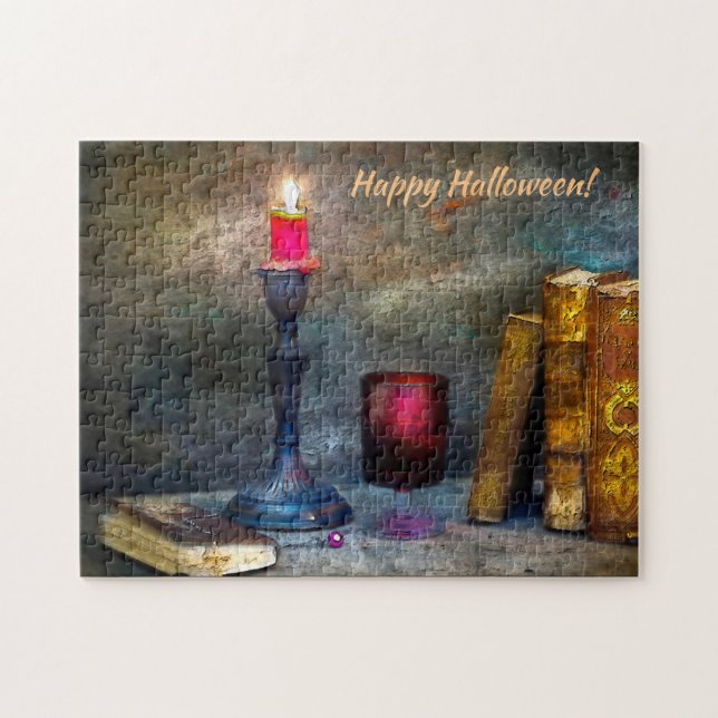 Puzzle Vintage Halloween Red Candle & vieux livres (Horizontal)