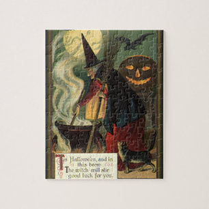 Puzzle Vintage Halloween sorcière Stirring Magique Cauldr