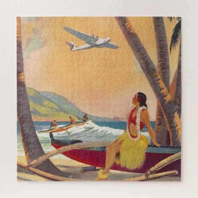 Puzzle Vintage Hawaii Travel Illustration Art (Vertical)