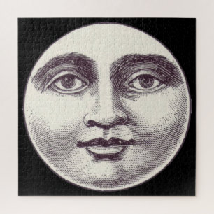 Puzzle Vintage homme dans la pleine lune visage lune