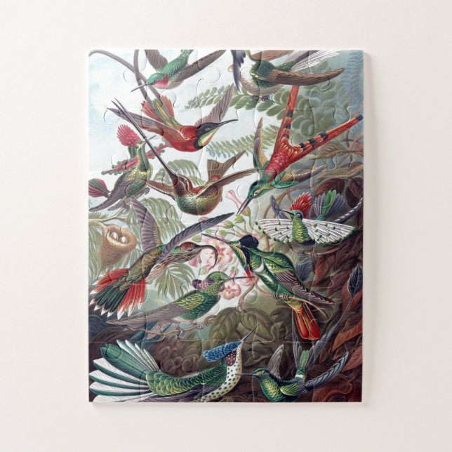 Puzzle Vintage Hummingbirds Vieux livre Illustration Art (Vertical)