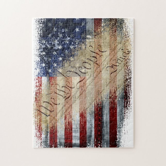 Puzzle Vintage Industrial We The People American Flag (Vertical)