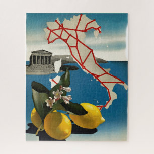 Puzzle Vintage Italie Travel Road Map & Lemons