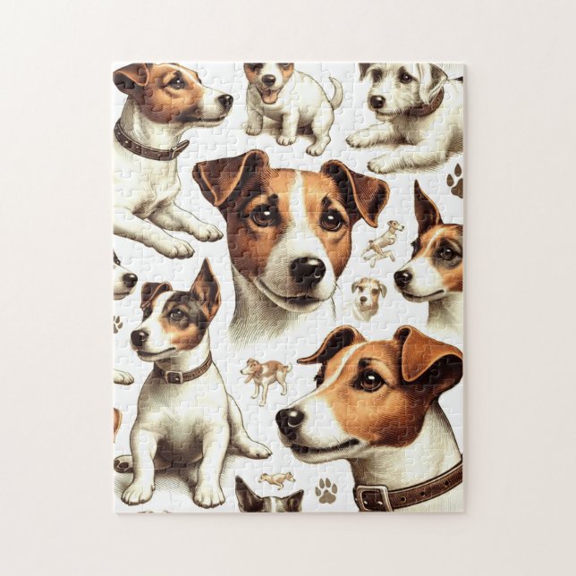 Puzzle Vintage Jack Russell Terrier sans fil (Vertical)