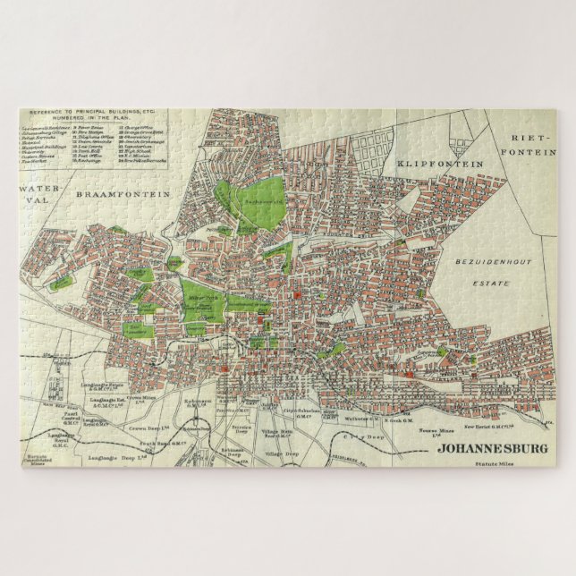 Puzzle Vintage Johannesburg South Africa Map (1913) (Horizontal)