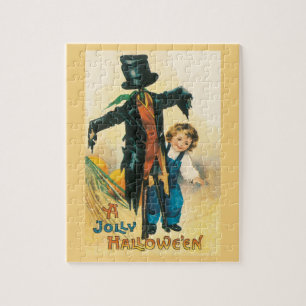 Puzzle Vintage Jolly Halloween Scarecrow Ellen Clapsaddle