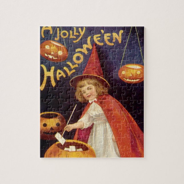 Puzzle Vintage Jolly Halloween Witch par Ellen Clapsaddle (Vertical)