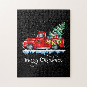 Puzzle Vintage Joyeux Noël Camion Rouge Ancien Noël
