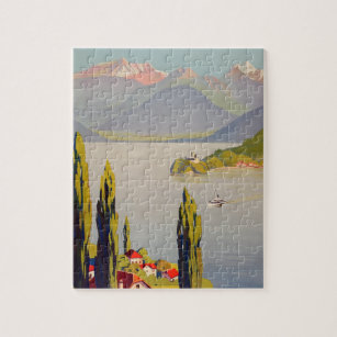 Puzzle Vintage Lake Annecy France Travel Poster