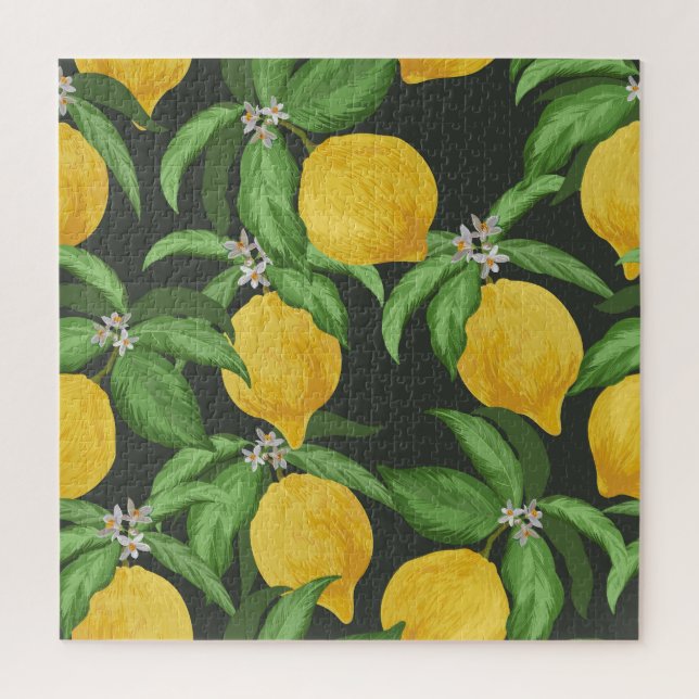 Puzzle Vintage Lemon Tropical Motif (Vertical)
