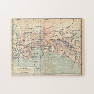 Puzzle Vintage Map of Cannes France (1921)