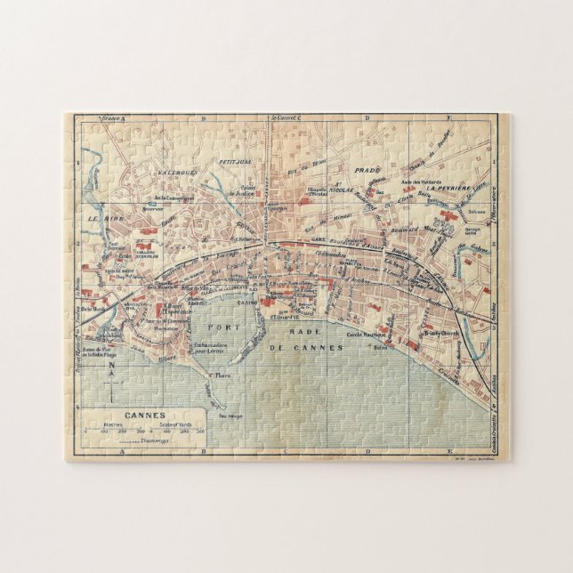 Puzzle Vintage Map of Cannes France (1921) (Horizontal)