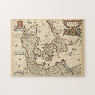 Puzzle Vintage Map of Denmark