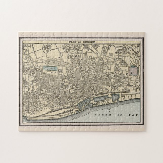 Puzzle Vintage Map of Dundee Scotland (1901) (Horizontal)