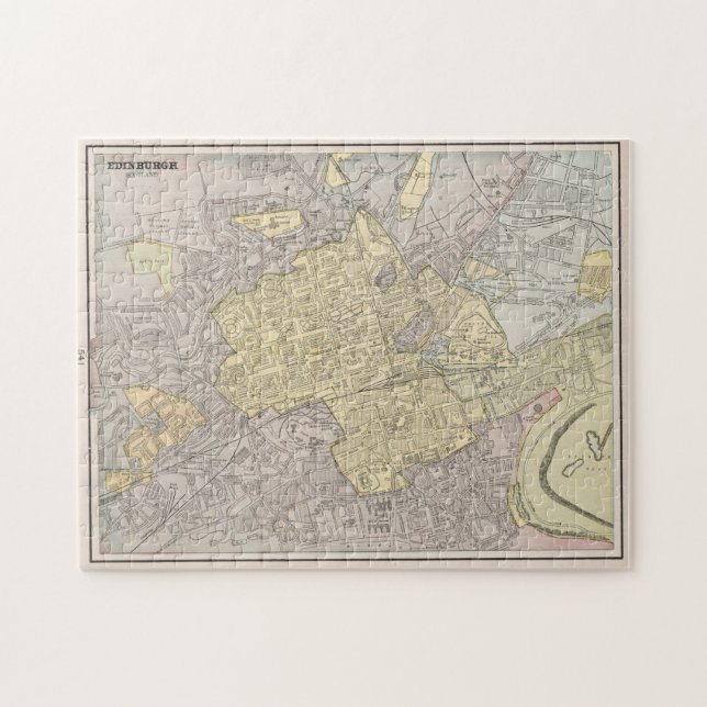 Puzzle Vintage Map of Edinburgh Scotland (1901) (Horizontal)