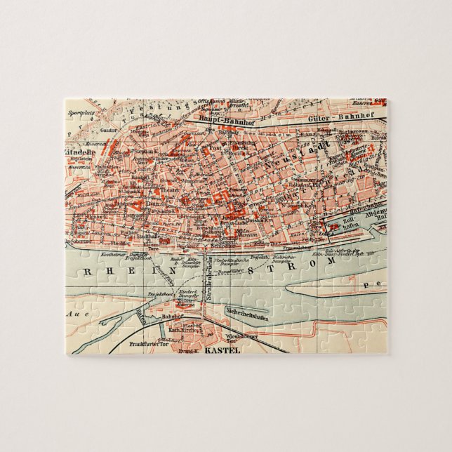 Puzzle Vintage Map of Mainz Germany (Horizontal)
