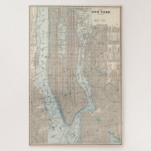 Puzzle Vintage Map of New York City (1893)
