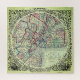 Puzzle Vintage Map of New York City Area Very Hard