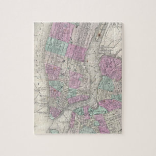 Puzzle Vintage Map of NYC and Brooklyn