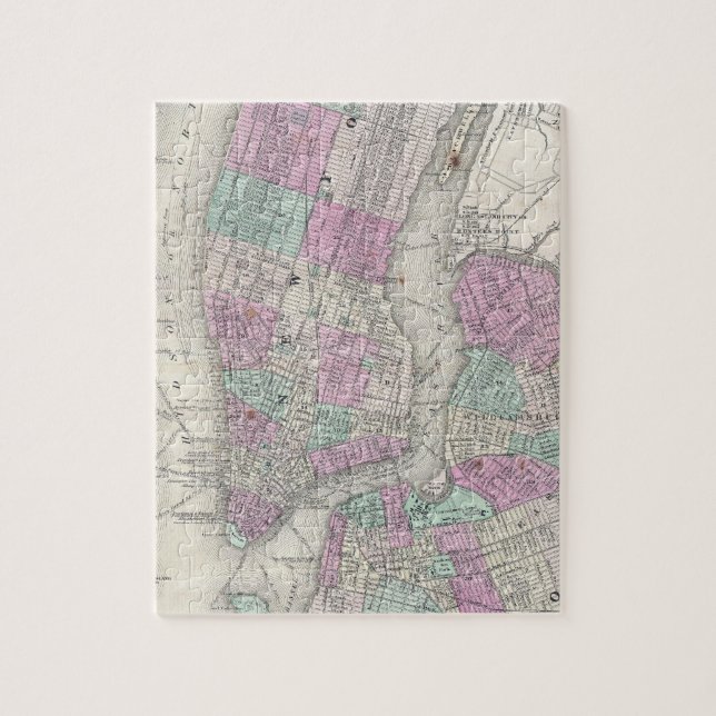 Puzzle Vintage Map of NYC and Brooklyn (Vertical)