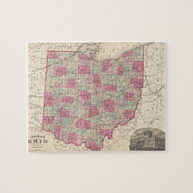 Puzzle Vintage Map of Ohio (Horizontal)