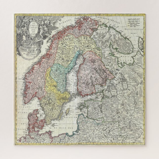 Puzzle Vintage Map of Scandinavia (Vertical)