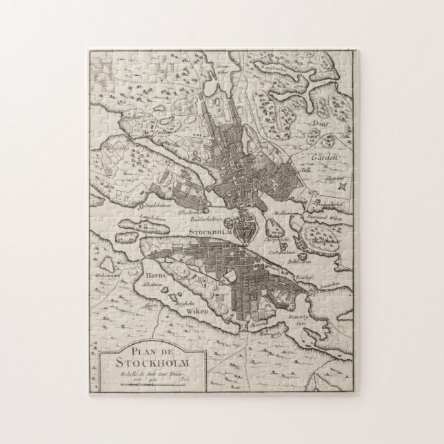 Puzzle Vintage Map of Stockholm Sweden (1764) (Vertical)