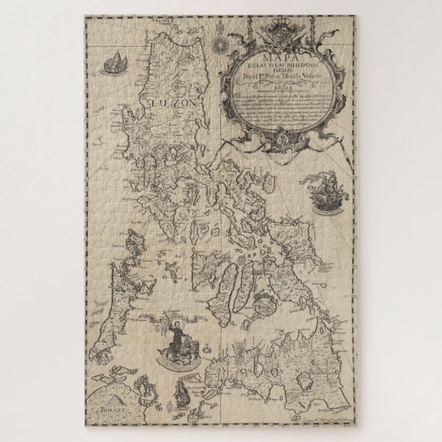 Puzzle Vintage Map of The Philippines (1744) (Vertical)