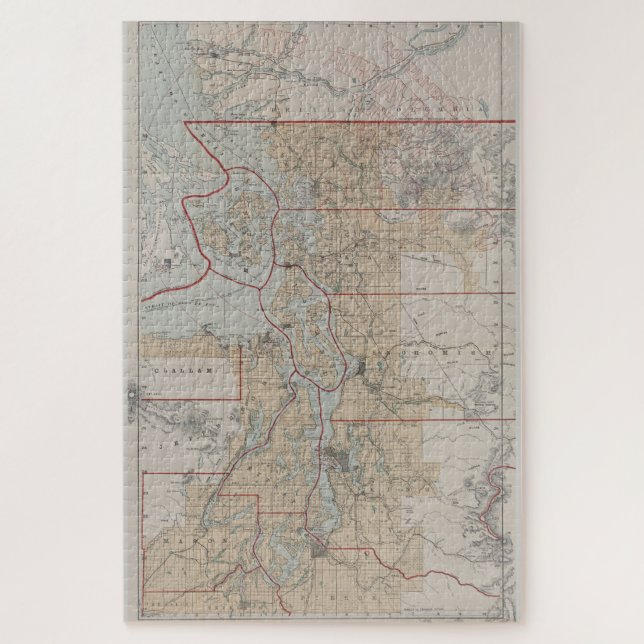 Puzzle Vintage Map of The Puget Sound (1899) (Vertical)