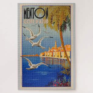 Puzzle Vintage Menton CoTe D'azur Illustration Art
