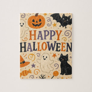 Puzzle Vintage, mignonne chauve-souris d'halloween, fantô