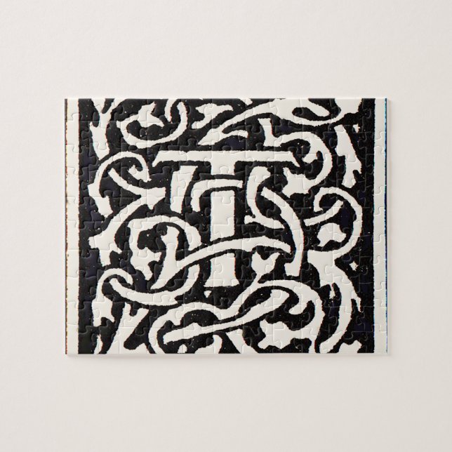 Puzzle Vintage Monogram T Art Nouveau Letter (Horizontal)