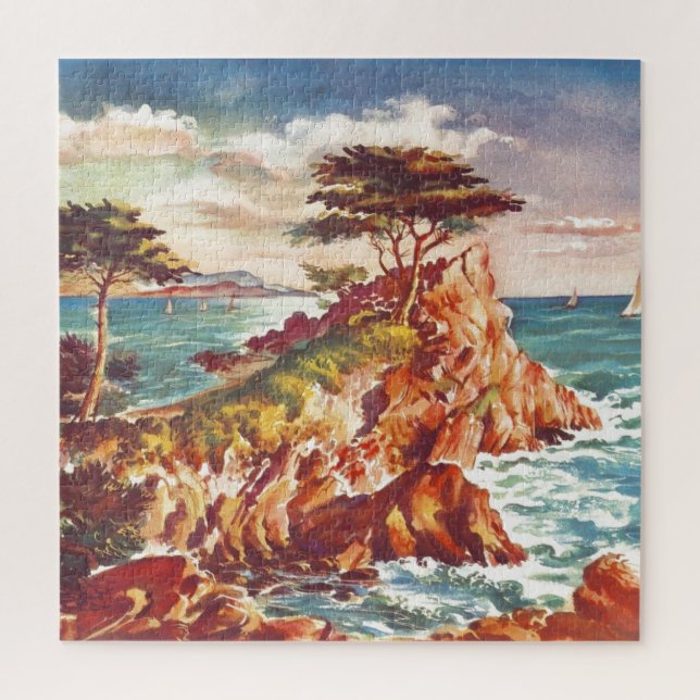 Puzzle Vintage Monterey Coastline California Tourisme USA (Vertical)