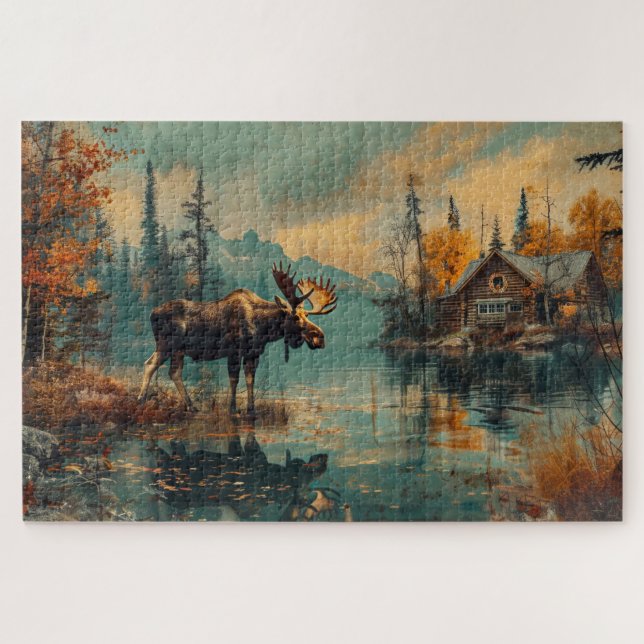 Puzzle Vintage Moose Lake Cabine Autumn Foliage 20x30 (Horizontal)