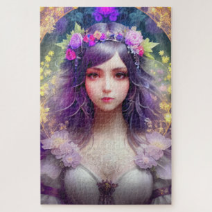 Puzzle Vintage Mucha Style Belle femme Portrait