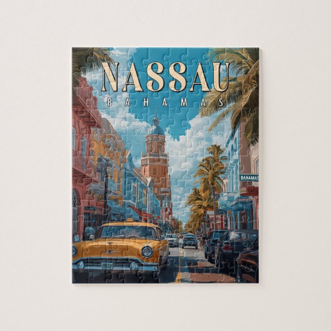 Puzzle Vintage Nassau Bahamas - Classique Tropical (Vertical)