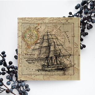 Puzzle Vintage Nautical Sailing Ship Navigation Map