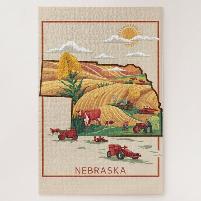 Puzzle Vintage Nebraska Heartland Farm scène (Vertical)
