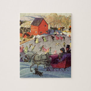 Puzzle Vintage Noël, Amour et Romance Sleigh