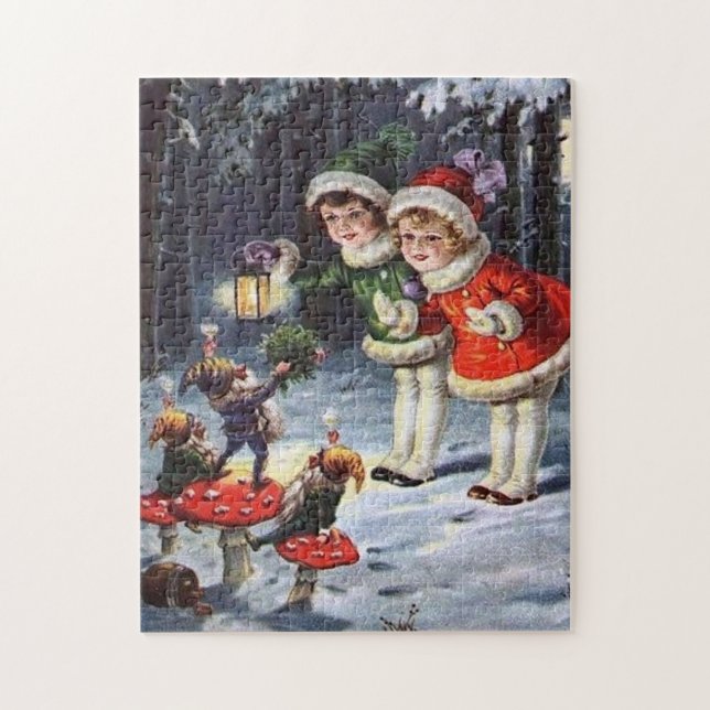 Puzzle vintage Noël enfants fête vacances puzz jigsaw (Vertical)