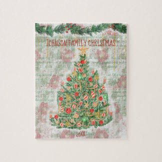 Puzzle Vintage Noël Famille des sapins de Noël