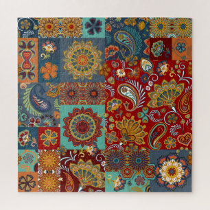 Puzzle Vintage Paisley Mandala Patchwork coloré